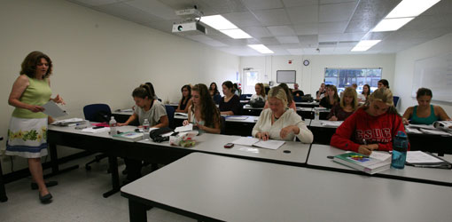 Students and teacher in a classroom